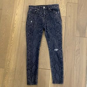 Rag & Bone snake print black jeans size 26